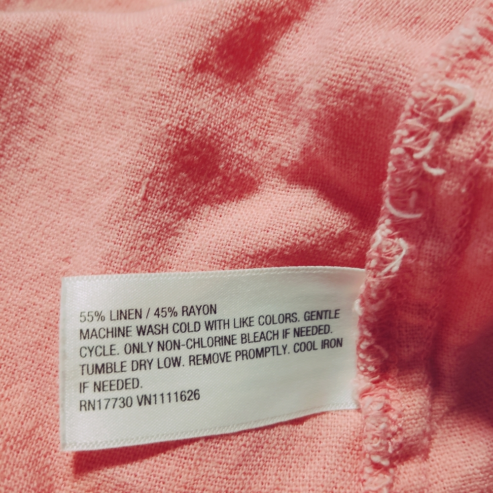Isabel + Ingrid Pink Button-Up linen Blend Shirt, short sleeve, SZ-M - Picture 4 of 5